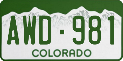 CO license plate AWD981
