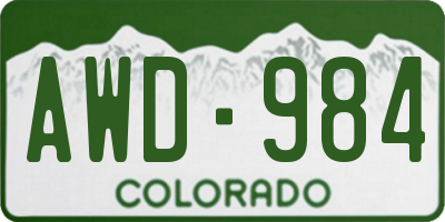 CO license plate AWD984