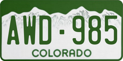 CO license plate AWD985