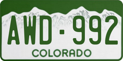 CO license plate AWD992