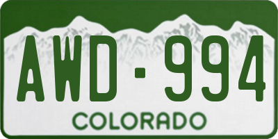 CO license plate AWD994
