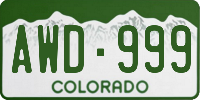 CO license plate AWD999