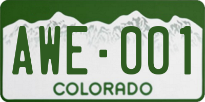 CO license plate AWE001