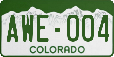 CO license plate AWE004