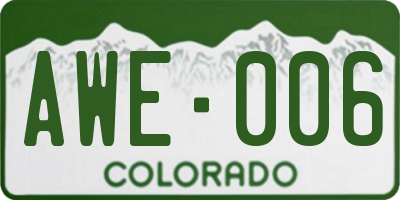 CO license plate AWE006