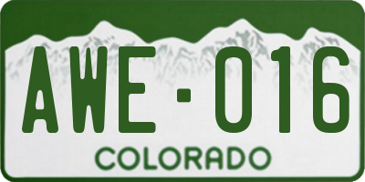 CO license plate AWE016