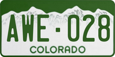 CO license plate AWE028