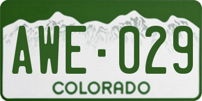 CO license plate AWE029