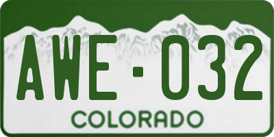 CO license plate AWE032
