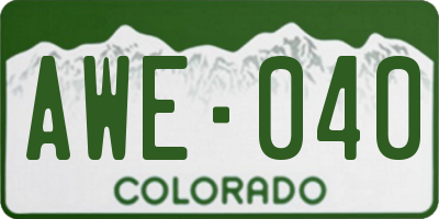 CO license plate AWE040