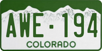 CO license plate AWE194