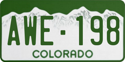 CO license plate AWE198