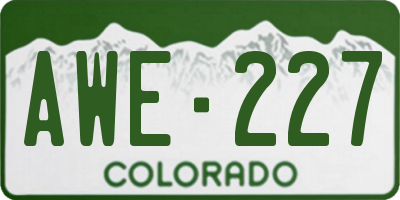 CO license plate AWE227