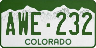 CO license plate AWE232
