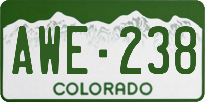 CO license plate AWE238
