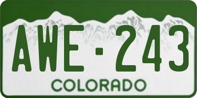 CO license plate AWE243