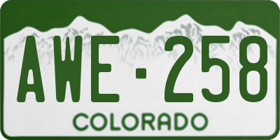 CO license plate AWE258