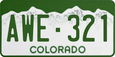 CO license plate AWE321