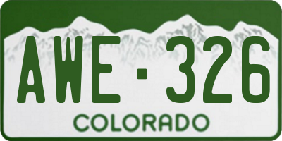 CO license plate AWE326