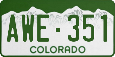 CO license plate AWE351