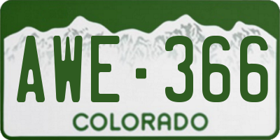 CO license plate AWE366