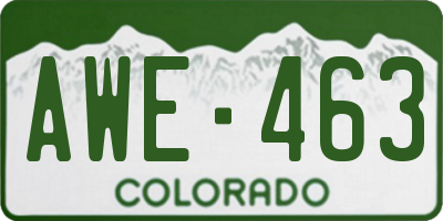 CO license plate AWE463