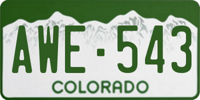 CO license plate AWE543