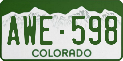 CO license plate AWE598