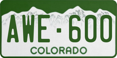 CO license plate AWE600