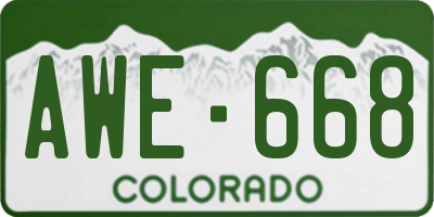 CO license plate AWE668