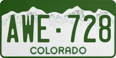 CO license plate AWE728