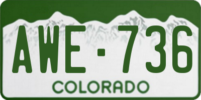 CO license plate AWE736