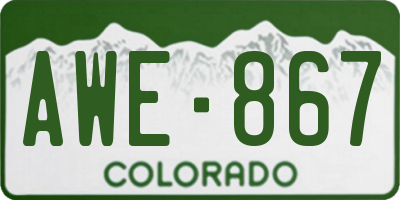 CO license plate AWE867
