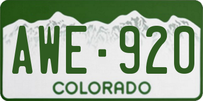 CO license plate AWE920