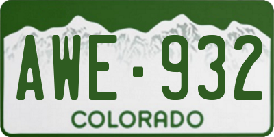 CO license plate AWE932
