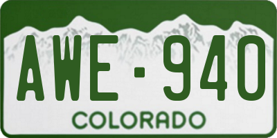 CO license plate AWE940