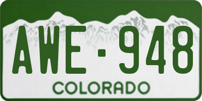 CO license plate AWE948