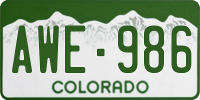 CO license plate AWE986