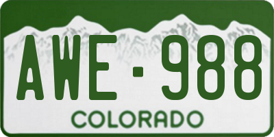 CO license plate AWE988