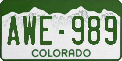 CO license plate AWE989