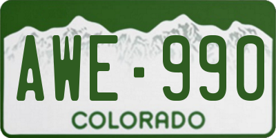 CO license plate AWE990