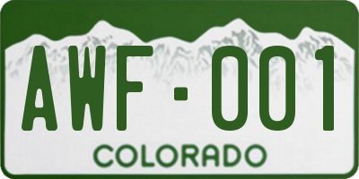 CO license plate AWF001