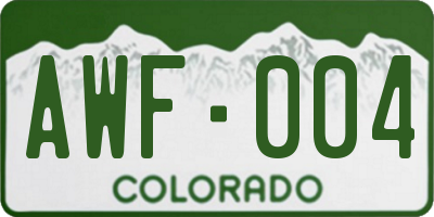 CO license plate AWF004