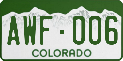 CO license plate AWF006