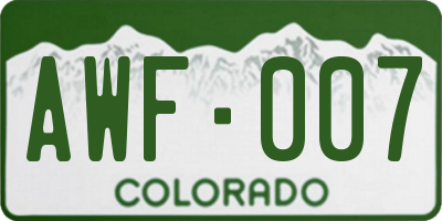 CO license plate AWF007