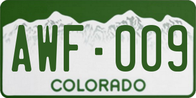 CO license plate AWF009