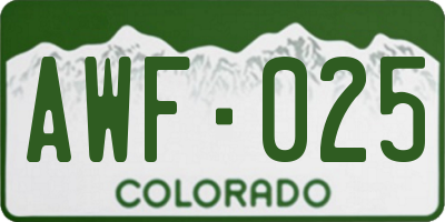 CO license plate AWF025