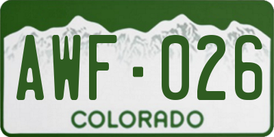 CO license plate AWF026