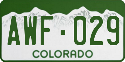 CO license plate AWF029