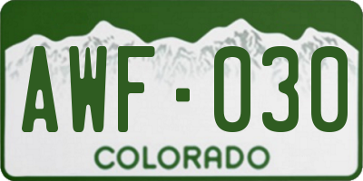 CO license plate AWF030